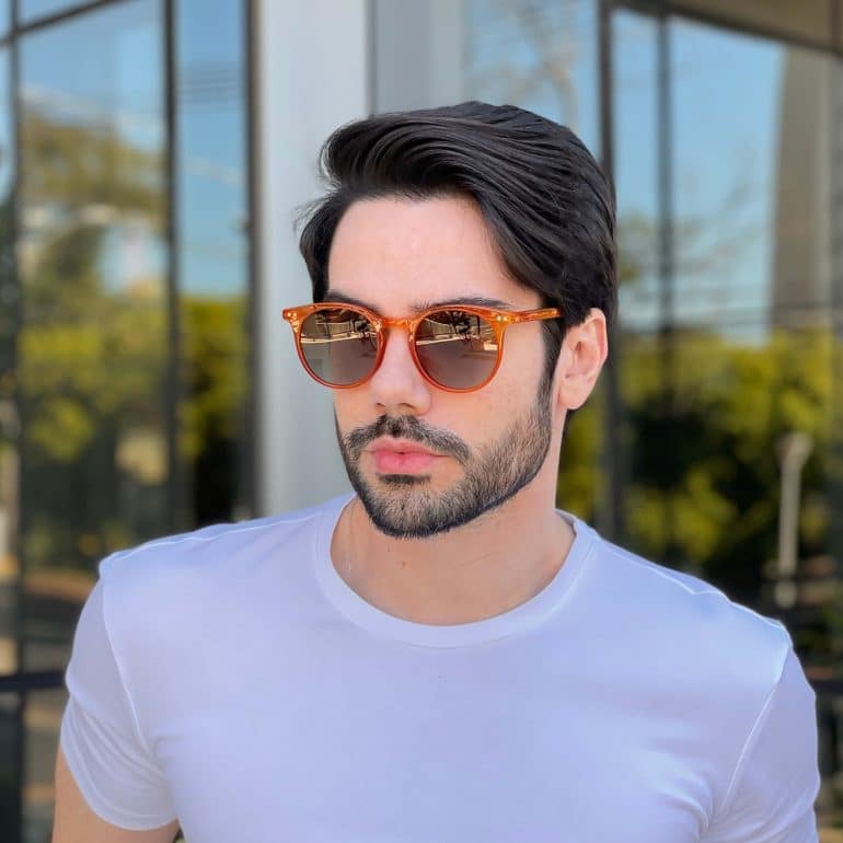 Óculos de Sol Masculino Redondo Caramelo Apolo