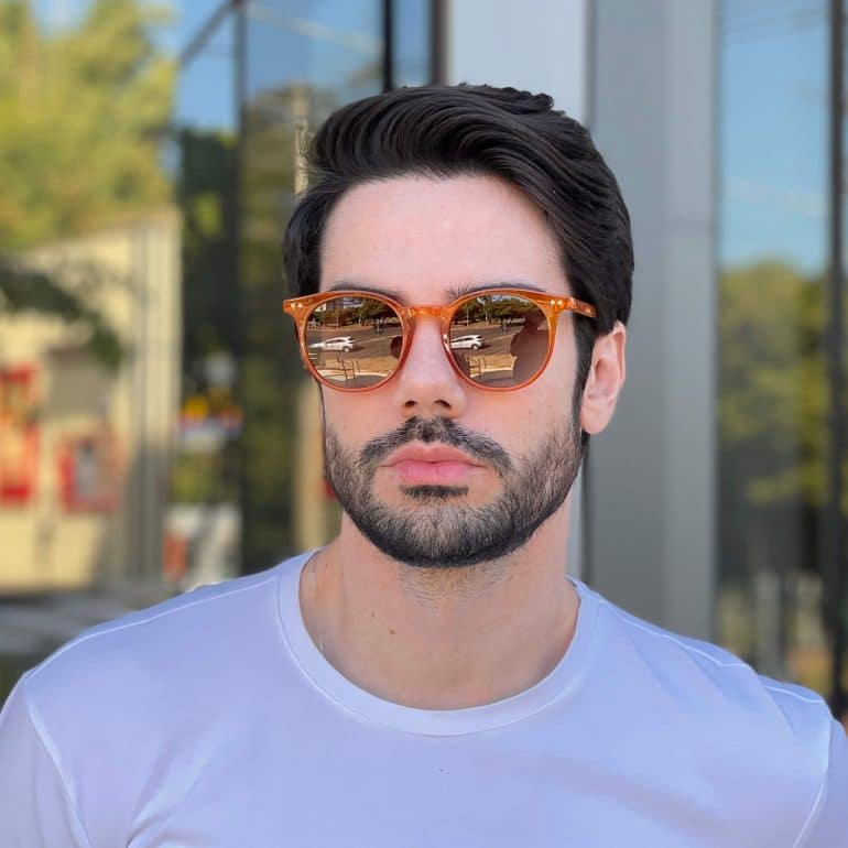 Óculos de Sol Masculino Redondo Caramelo Apolo