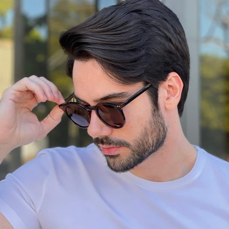 Óculos de Sol Masculino Redondo Marrom Apolo