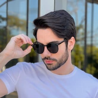 Óculos de Sol Masculino Redondo Preto Apolo