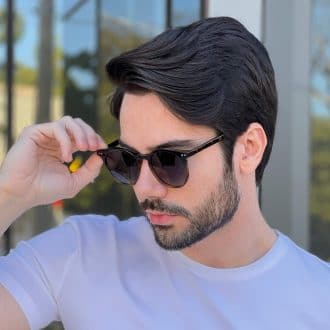 Óculos de Sol Masculino Redondo Preto com Tartaruga Apolo