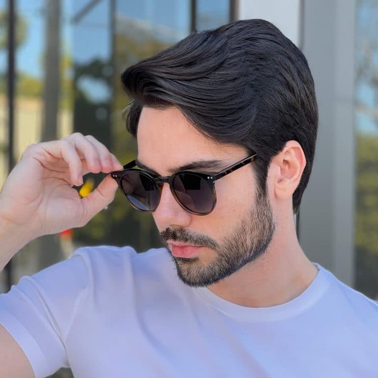 Óculos de Sol Masculino Redondo Preto com Tartaruga Apolo