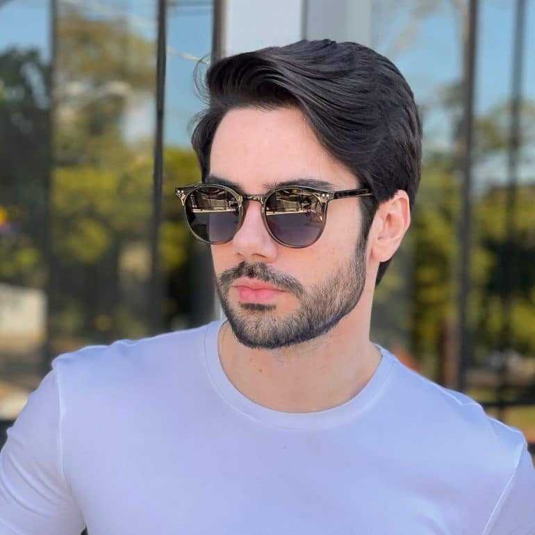 Óculos de Sol Masculino Redondo Preto com Tartaruga Apolo