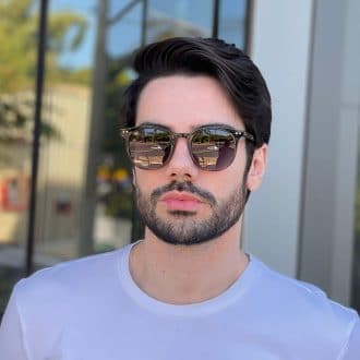 Óculos de Sol Masculino Redondo Preto com Tartaruga Apolo