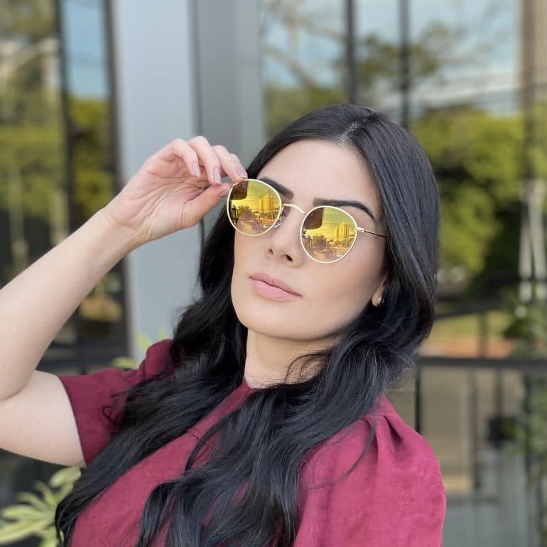safine com br oculos de sol redondo dourado camila