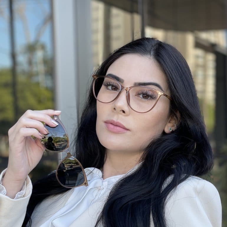 safine com br oculos 2 em 1 clip on gatinho marrom transparente
