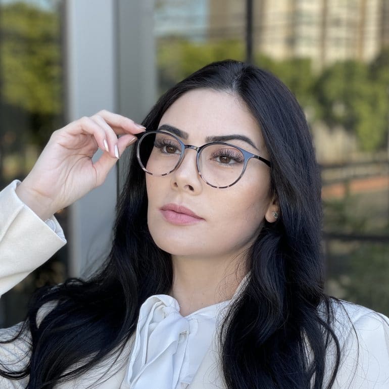 Óculos de Grau Redondo Preto com Tartaruga Pamela 1