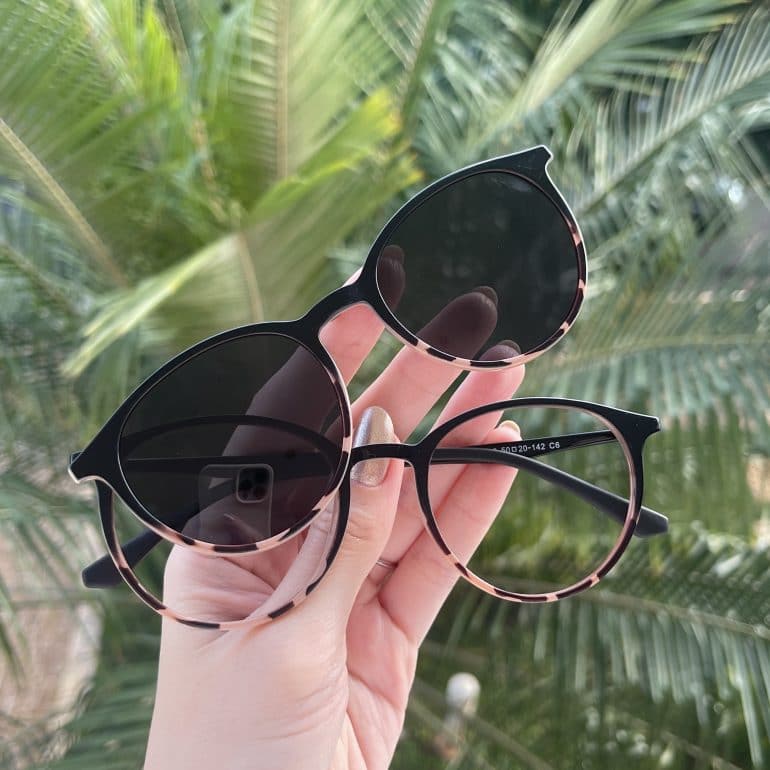 safine com br oculos 2 em 1 clip on redondo preto com tartaruga cloe 2