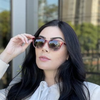 safine com br oculos 2 em 1 clip on redondo vermelho alice