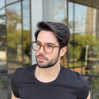 safine com br oculos de grau masculino quadrado marrom transparente isaac 3