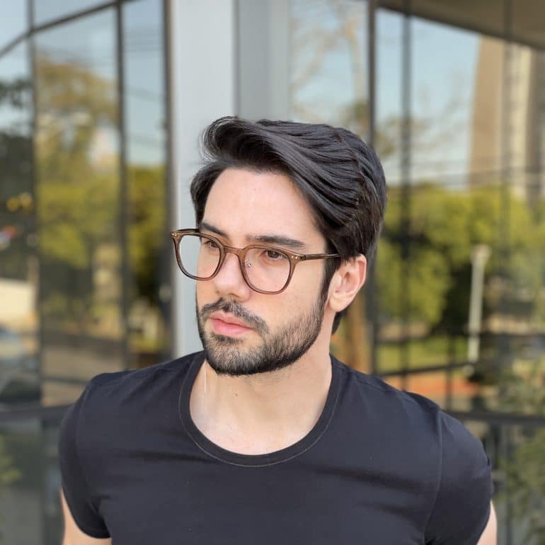 safine com br oculos de grau masculino quadrado marrom transparente isaac 3