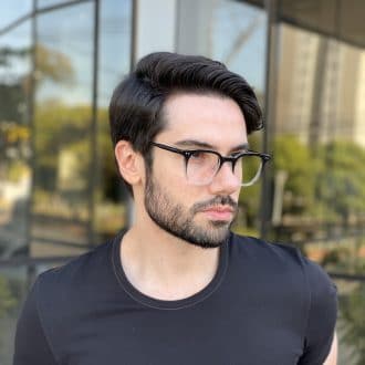 safine com br oculos de grau masculino quadrado preto transparente isaac 2