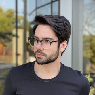 safine com br oculos de grau masculino quadrado preto transparente isaac