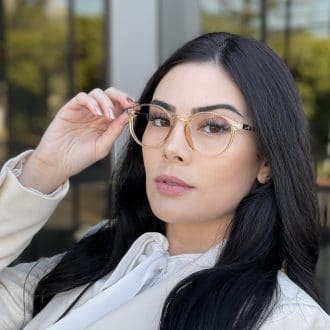 Óculos de Grau Redondo Dourado Transparente Carmela