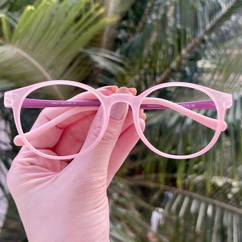 Óculos Infantil 3 em 1 Clip-On Redondo Rosa Ariel