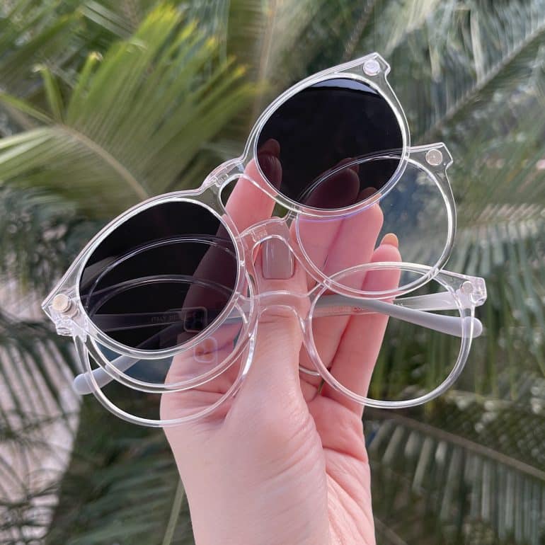 Óculos Infantil 3 em 1 Clip-On Redondo Transparente Ariel