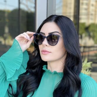 Óculos 3 em 1 Clip-On Redondo Azul com Nude Zoe