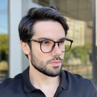 Óculos de Grau Masculino Hexagonal Marrom Josh