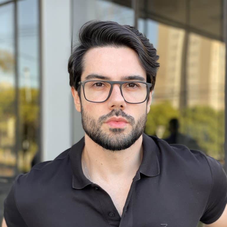 Óculos de Grau Masculino Quadrado Preto Fosco Régis