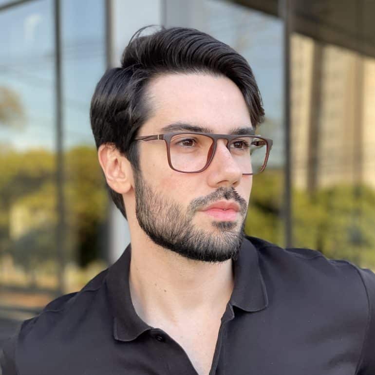 Óculos de Grau Masculino Quadrado Marrom Régis