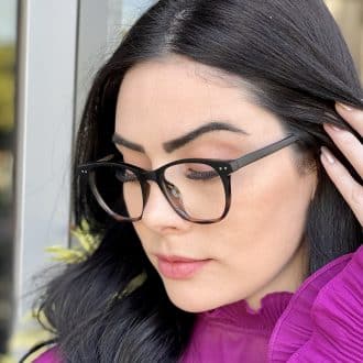Óculos de Grau Quadrado Feminino Preto com Tarta Lily