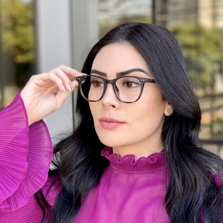 Óculos de Grau Quadrado Feminino Preto com Tarta Lily