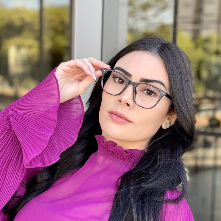 Óculos de Grau Quadrado Feminino Preto com Tarta Lily