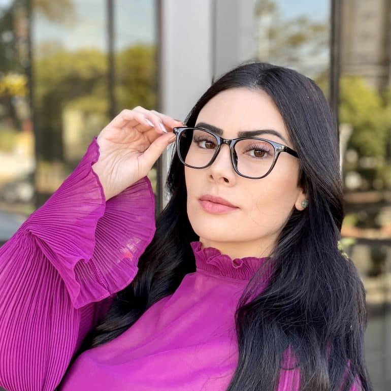 Óculos de Grau Quadrado Feminino Preto Lily