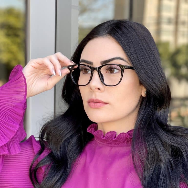 Óculos de Grau Quadrado Feminino Preto Lily