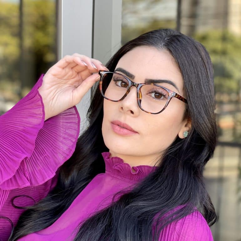 Óculos de Grau Quadrado Feminino Tartaruga Lily