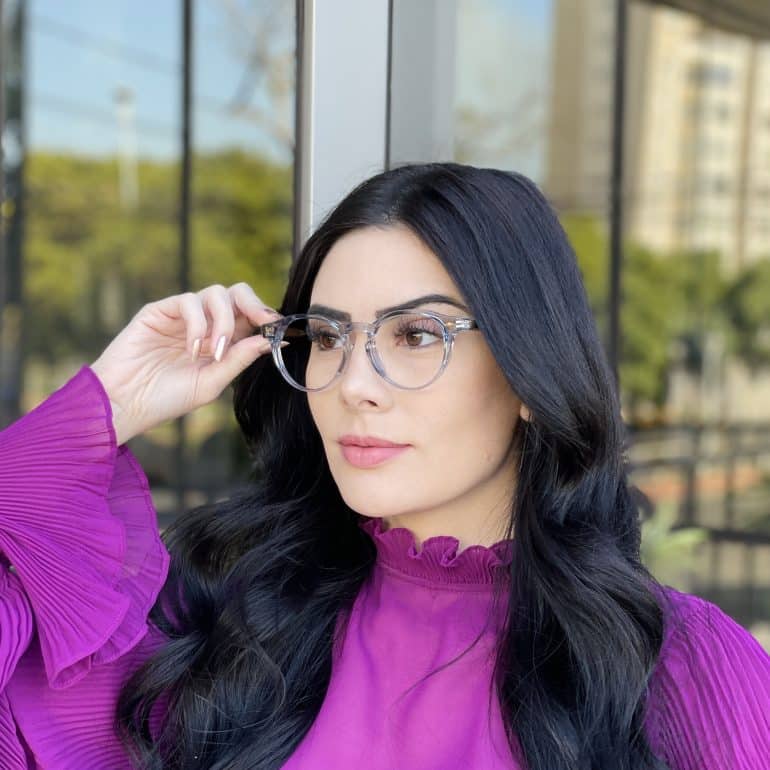 Óculos de Grau Redondo Azul Transparente Nadia