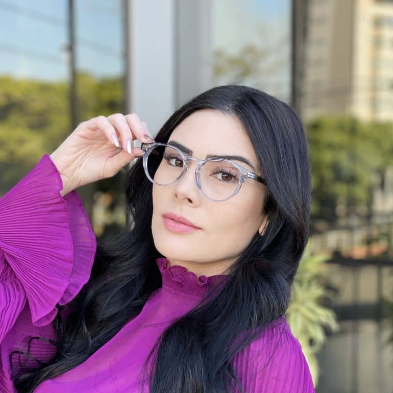 Óculos de Grau Redondo Azul Transparente Nadia