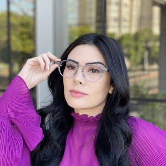 Óculos de Grau Redondo Azul Transparente Nadia