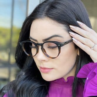 Óculos de Grau Redondo Preto com Tartaruga Nadia