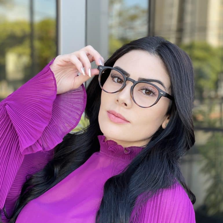 Óculos de Grau Redondo Preto com Tartaruga Nadia