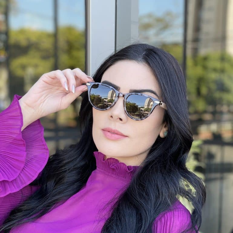 Óculos de Sol Gatinho Tartaruga com Rosa Anitta