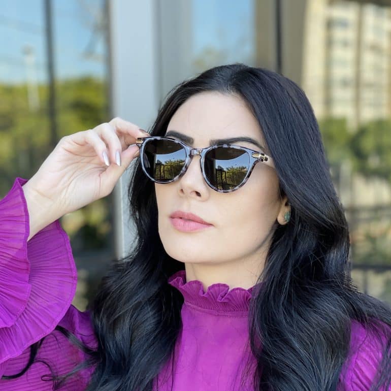 Óculos de Sol Gatinho Tartaruga com Rosa Anitta
