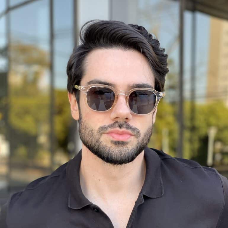 Óculos de Sol Masculino Quadrado Champanhe Álvaro