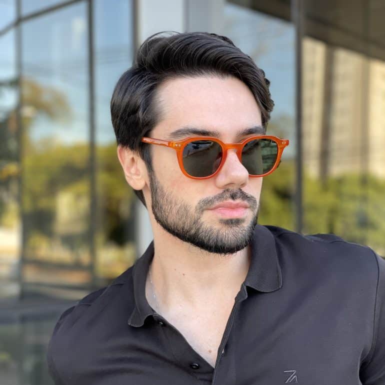 Óculos de Sol Masculino Quadrado Laranja Álvaro