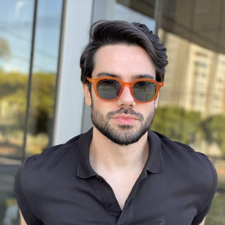 Óculos de Sol Masculino Quadrado Laranja Álvaro