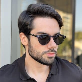 Óculos de Sol Masculino Redondo Azul Italo