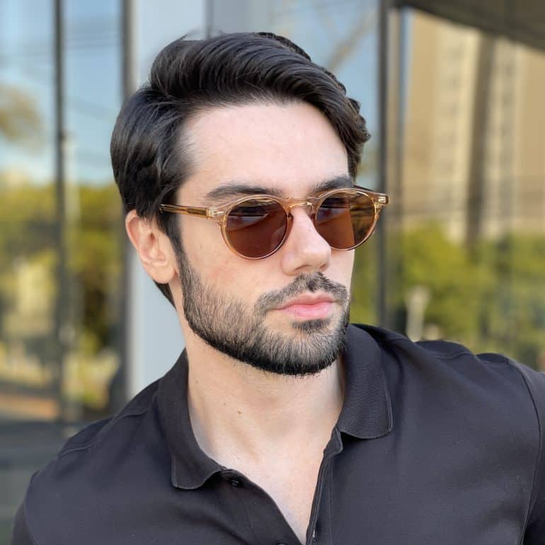 Óculos de Sol Masculino Redondo Marrom Italo