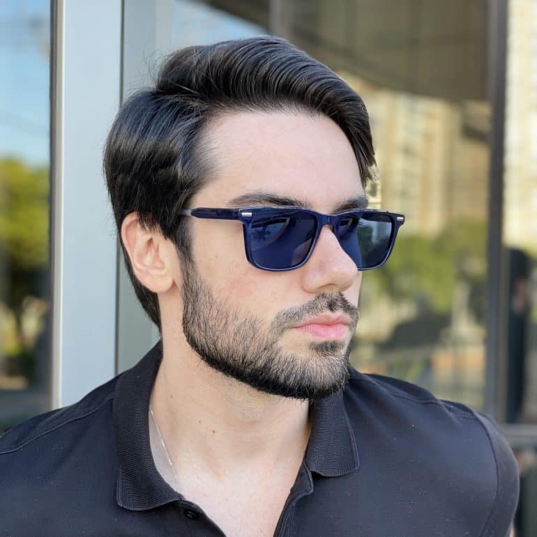 Óculos de Sol Masculino Retangular Azul Elvis