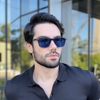 Óculos de Sol Masculino Retangular Azul Elvis