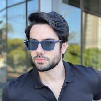 Óculos de Sol Masculino Retangular Azul Transparente Elvis