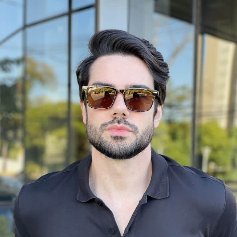 Óculos de Sol Masculino Retangular Tartaruga Elvis