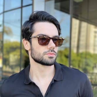 Óculos de Sol Masculino Retangular Tartaruga Elvis