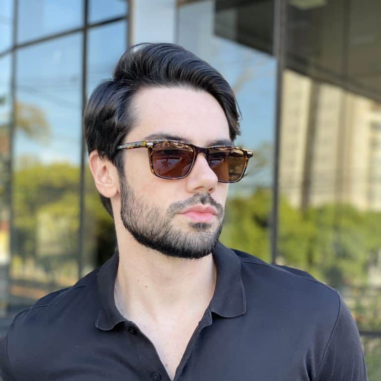 Óculos de Sol Masculino Retangular Tartaruga Elvis