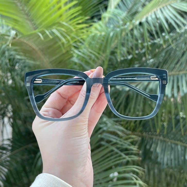 Óculos 2 em 1 Clip-On em Acetato Quadrado Verde Karen