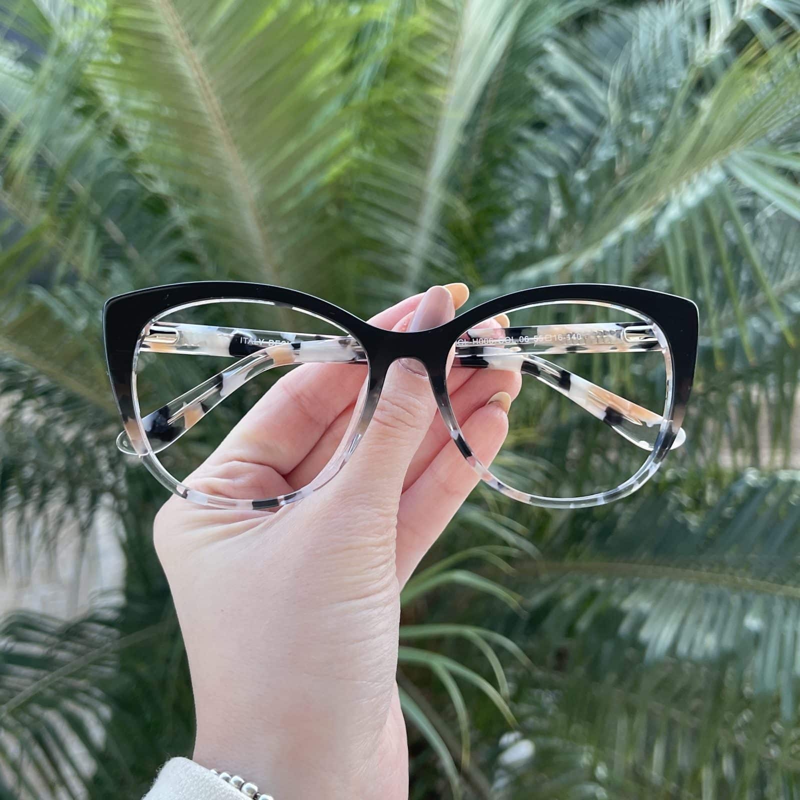 Óculos de Grau Gatinho em Acetato Marrom Degradê Lisa - Safine Óculos